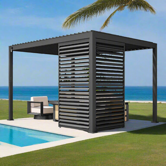 Pergola Shutter Wall in Mounment Powder Coated suits Gazebo Mate Louvered Gazebo