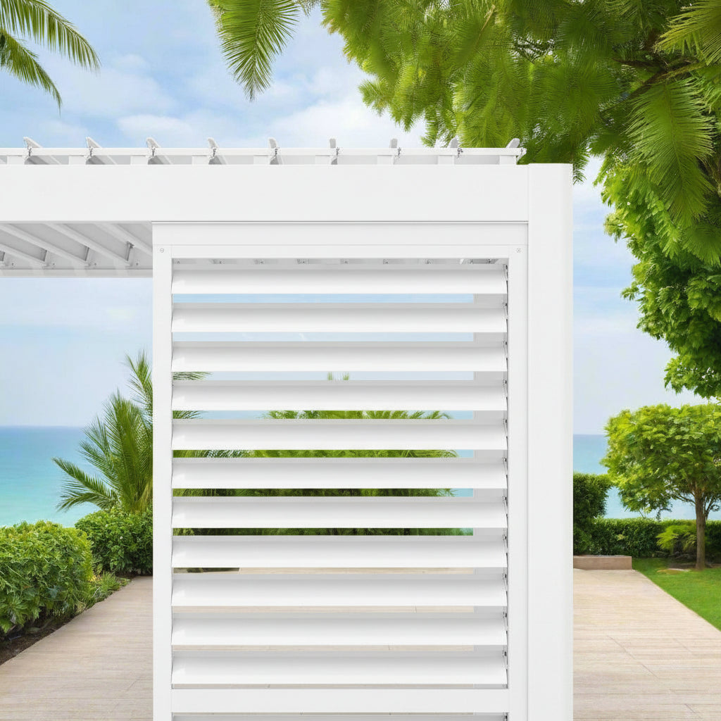 Pergola Shutter Wall in White Powder Coated suits Gazebo Mate Louvered Gazebo