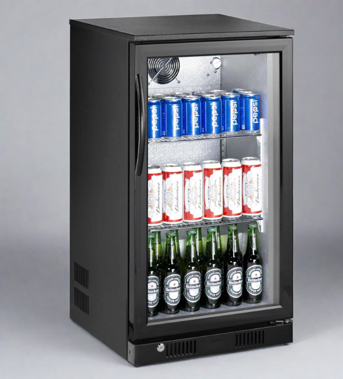 118L Black Commercial Single Door Small Bar Fridge Beverage Cooler Under Counter