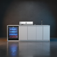 Grill King Signature Series Outdoor BBQ Kitchen Package | White Stone Benchtop, White Alloy Cabinets Inc 4 Burner Drop-In BBQ