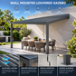 GazeboMate 3m × 4m Wall-Mounted Aluminium Louvered Pergola – Privacy Screen & Wall Options