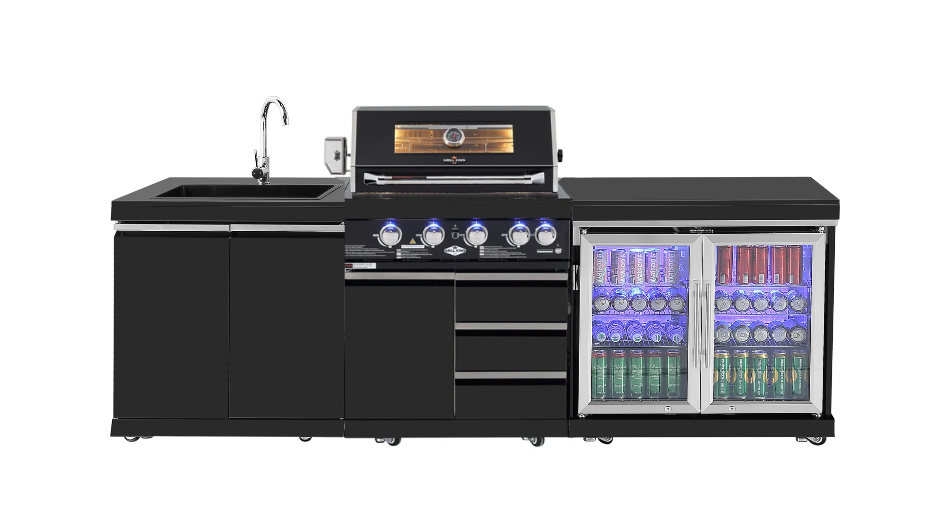Kingsley 4 Burner Non Wok Black Stainless Steel BBQ Module