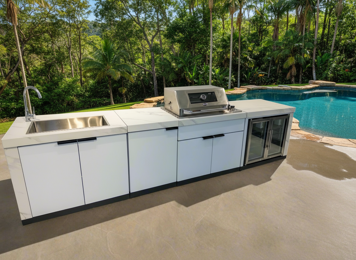 Floor Stock Grill King 4B Drop In BBQ Module inc Fridge, Sink, Storage Module, Castor Wheels, Rotisserie