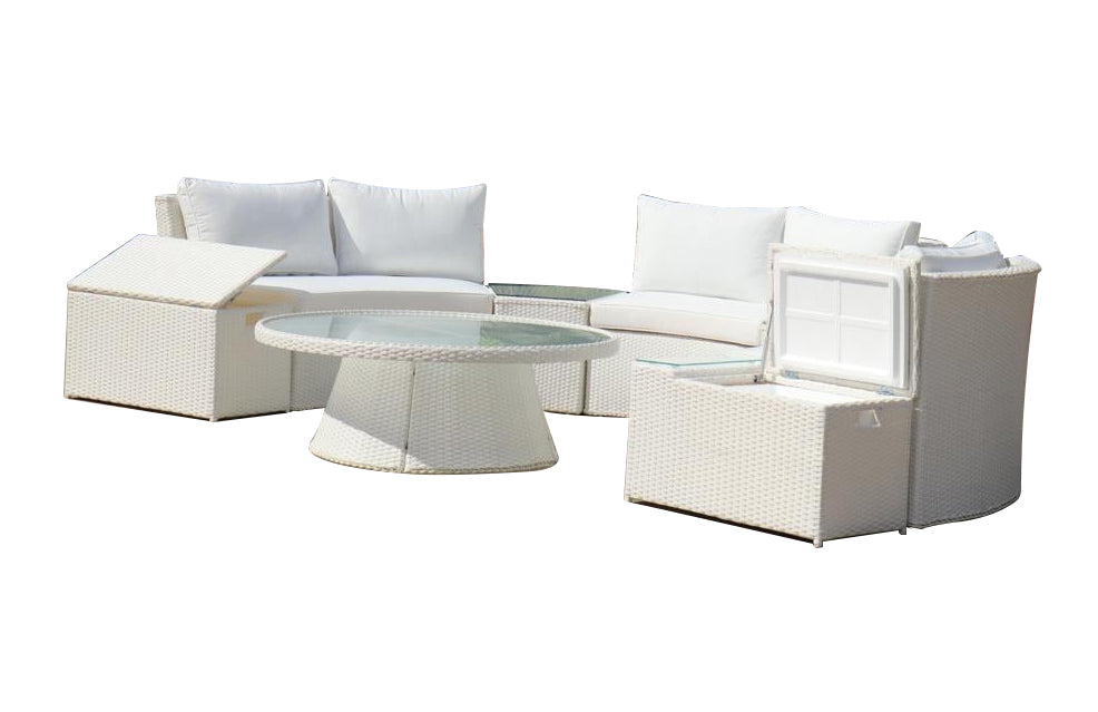 KABUL HALF MOON SOFA SET Aluminium Outdoor Lounge Setting — Black or White