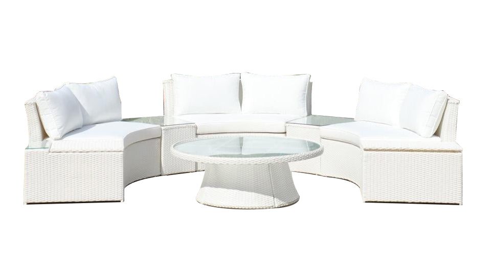 KABUL HALF MOON SOFA SET Aluminium Outdoor Lounge Setting — Black or White