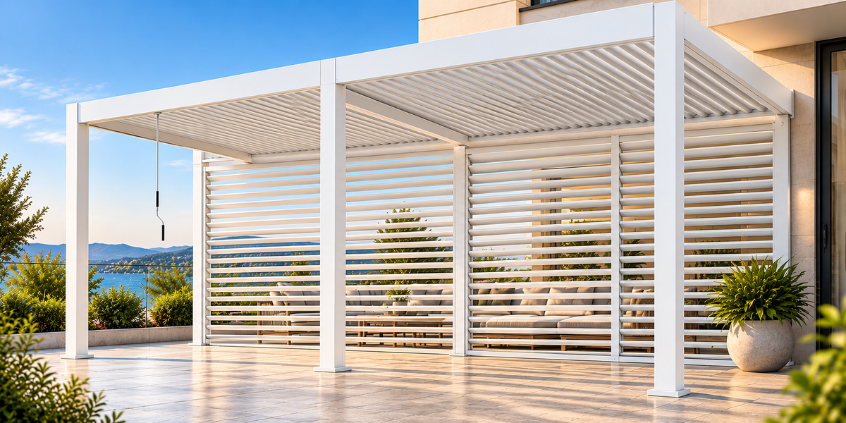 GazeboMate 4m × 6m Aluminium Louvered Gazebo – Monument | Adjustable Roof Pergola