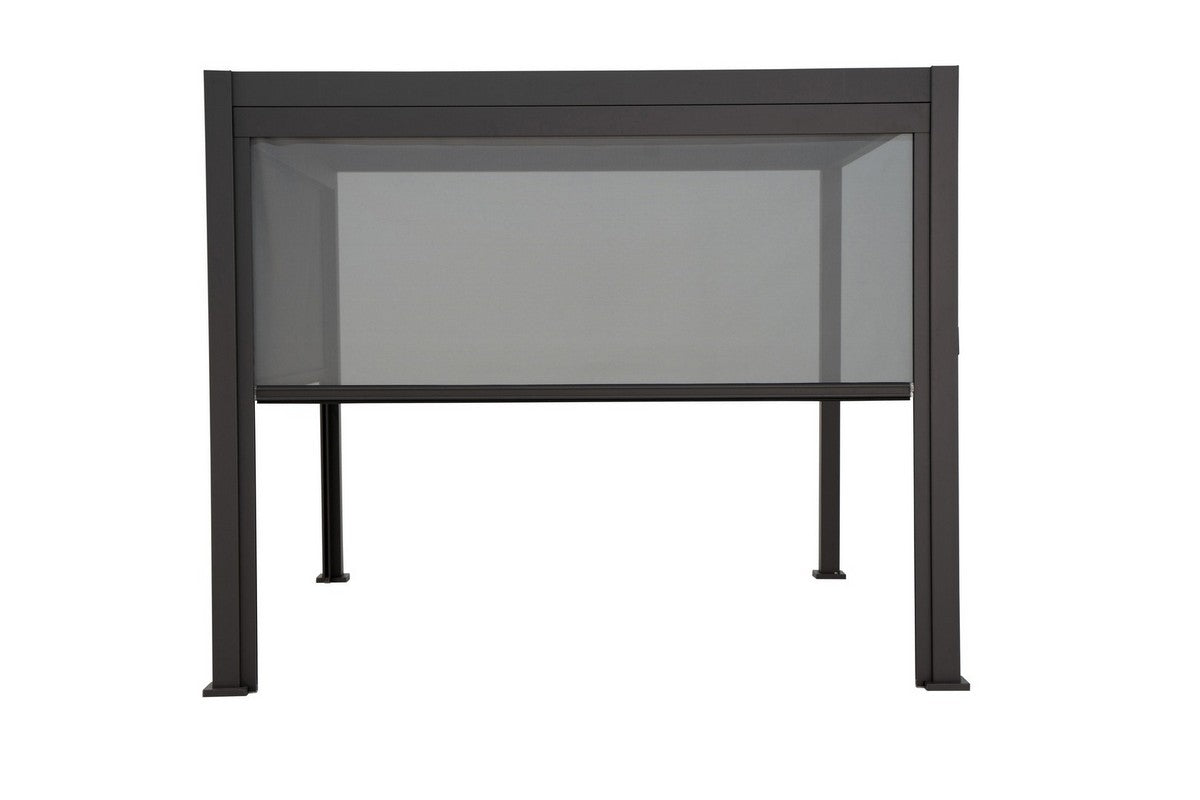 GazeboMate Combo: 3M x 4M Charcoal Aluminium Louvered Gazebo + Charcoal Retractable Privacy Screen