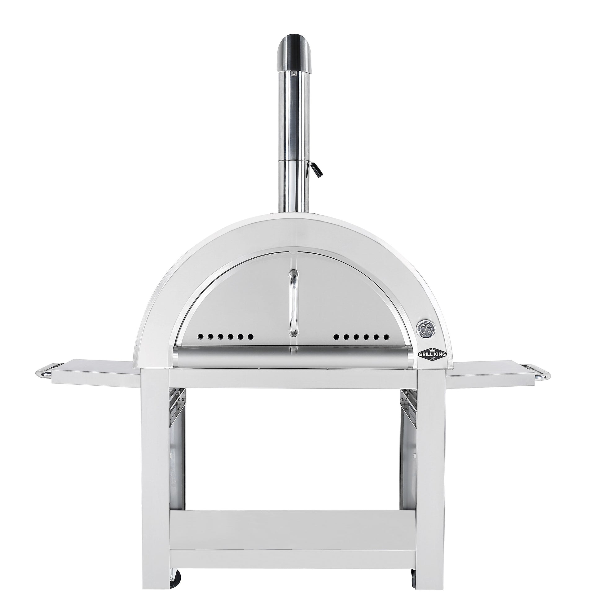 White 30 Inch Charcoal Pizza Oven Outdoor Artisan Wood-Fired Charcoal Pizza Bread Oven BBQ Grill
