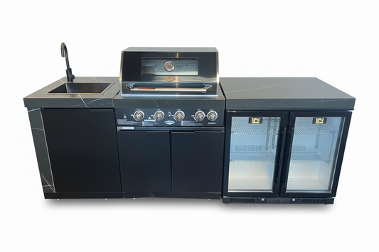 Floor Stock Rockpool Black 4B Outdoor BBQ Kitchen inc Sintered Stone Benchtop & Aluminium Cabinetry