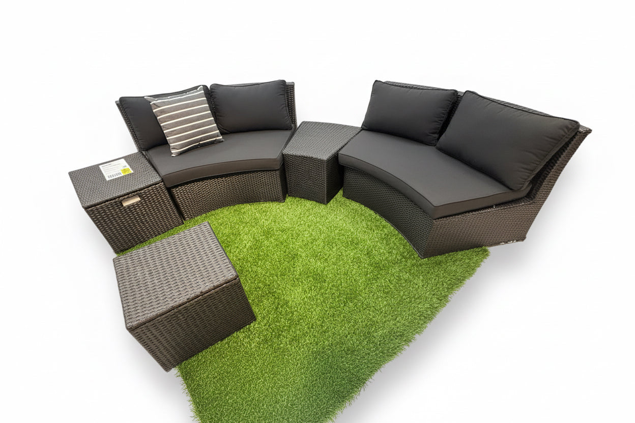 FLOOR STOCK CLEARANCE – KABUL Rattan Half Moon Sofa Set (As Displayed)