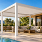 GazeboMate 3.6m × 7.2m Aluminium Louvered Gazebo + Retractable Privacy Screen – White