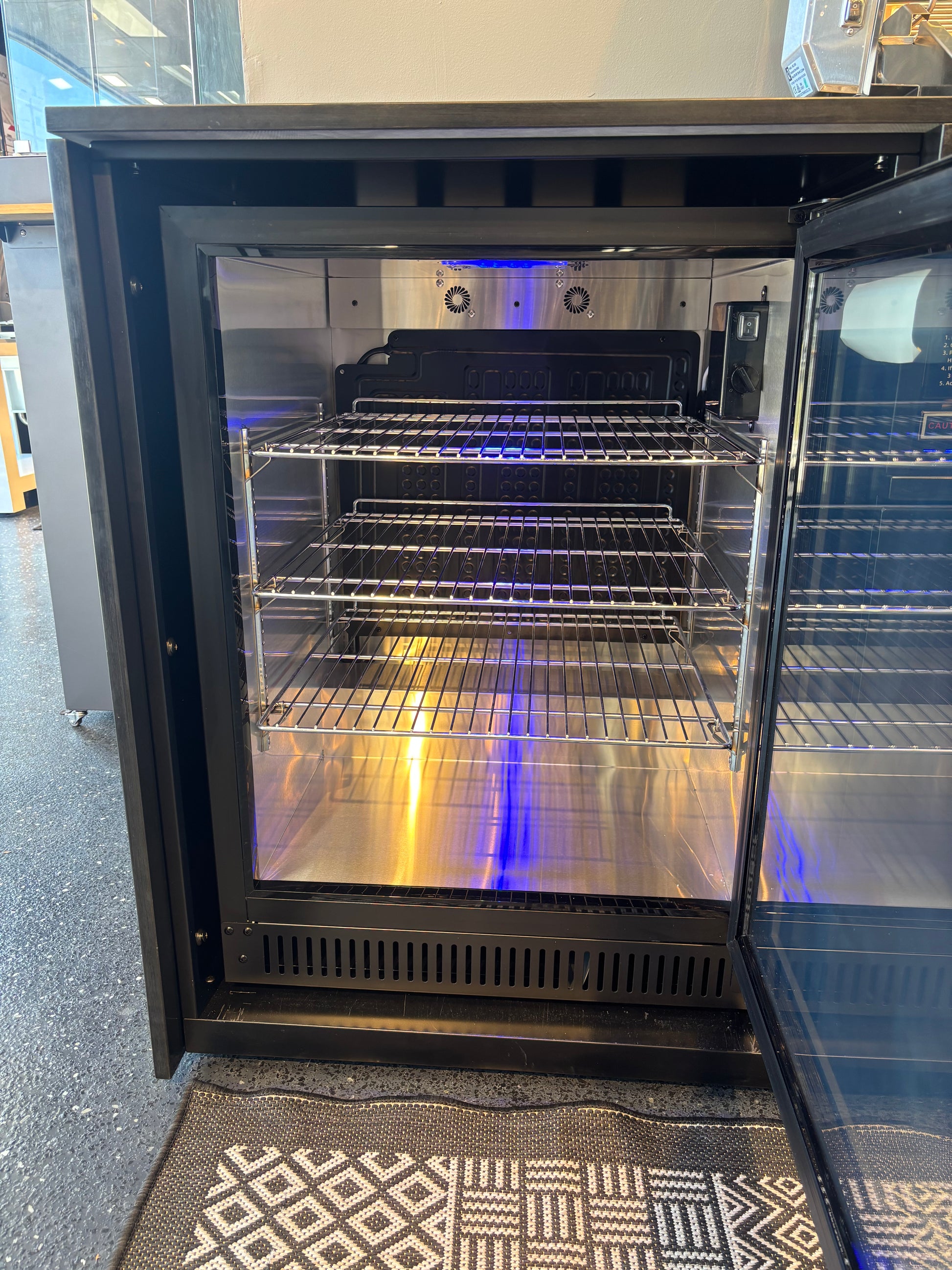 Grill King Signature Series 6 Burner Outdoor BBQ Kitchen Package – Black Stone Benchtop, Black Aluminium Cabinets, Built-In BBQ + Rotisserie