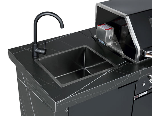 Rockpool Black 4B + Wok with Double Sink & Double Fridge: Outdoor BBQ Kitchen Package