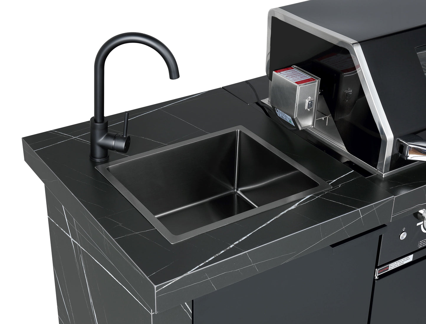 Rockpool Black 4B + Wok with Double Sink & Double Fridge: Outdoor BBQ Kitchen Package