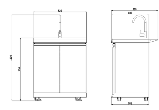 Kingsley 304 Black Stainless Steel 6 Burner Outdoor Kitchen w/ Fridge, Sink & Gas Pizza Oven Bundle