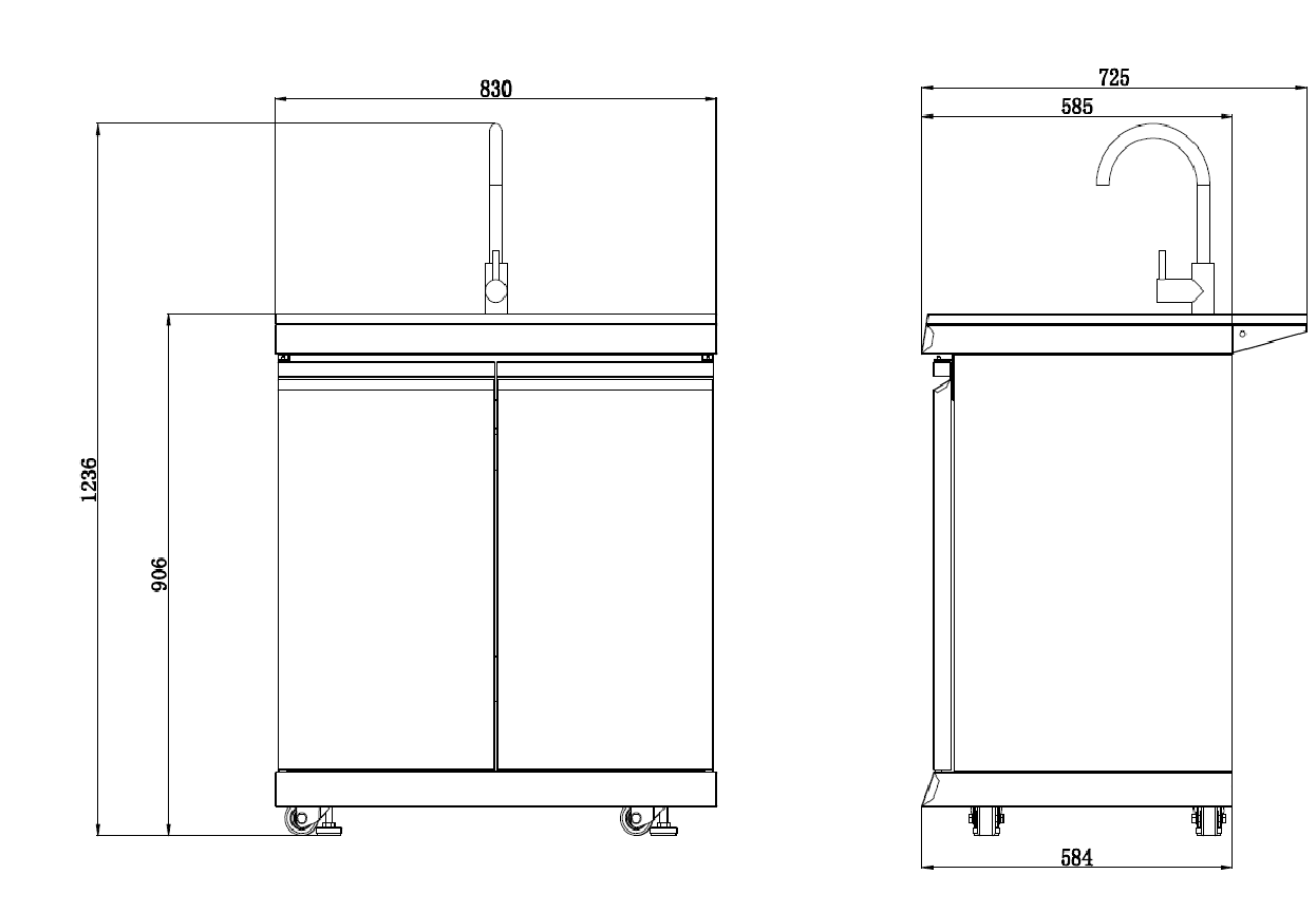 Rockpool 6B Non Wok: Designer Outdoor BBQ Kitchen Package Inc Fridge & Sink, Rotisserie, BBQ Cover, White Doors Hamptom Design