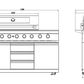 Kingsley 6-Burner Outdoor BBQ Kitchen: Black Stainless Steel, Stone Bench, Fridge, Sink, Height Adjustable, Rotisserie with BBQ Cover