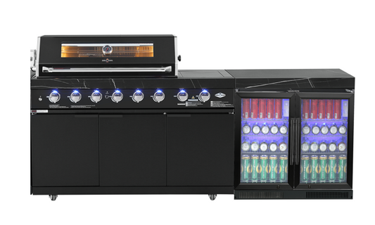 Hampton Style Black Stone Rockpool 6B BBQ Kitchen Package  2DR Tropical Fridge