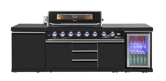 Single Cupboard Storage Module Suits Kingsley BBQ Kitchen | Black Stainless Steel Cabinet, Stone Benchtops