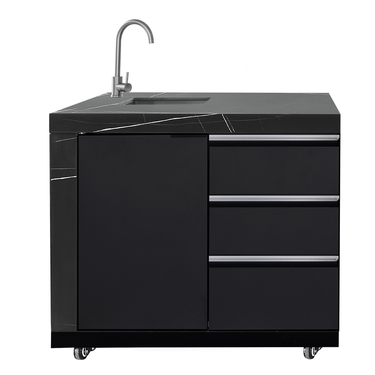 LHS SINKDRAW MODULE | Rockpool Black Raised Hood BBQ Kitchen + 3 CUPBOARD DOORS