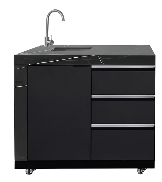 LHS SINKDRAW MODULE | Rockpool Black Raised Hood BBQ Kitchen + 3 CUPBOARD DOORS