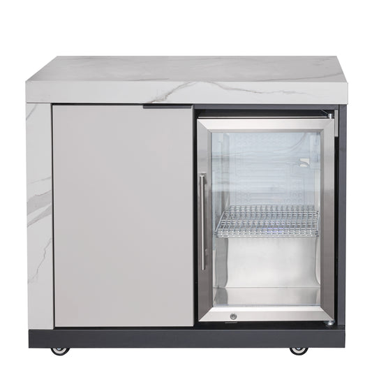 LHS STORAGE&FRIDGE COMBO | Rockpool White Raised Hood BBQ Kitchen