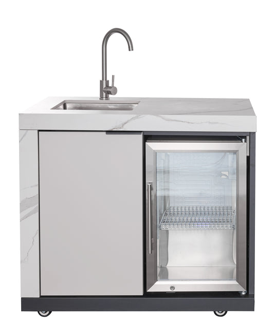 LHS SINK&FRIDGE COMBO | Suits Rockpool White 4 Burner High Square Hood Compact Module