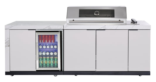 LHS STORAGE&FRIDGE COMBO | Rockpool White Raised Hood BBQ Kitchen