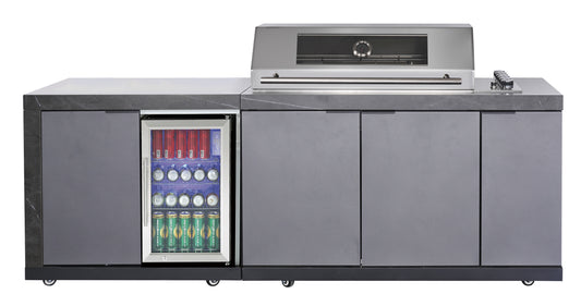 LHS STORAGE&FRIDGE COMBO | Rockpool Charcoal Raised Hood BBQ Kitchen