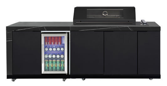 LHS STORAGE&FRIDGE COMBO | Rockpool Black Raised Hood BBQ Kitchen