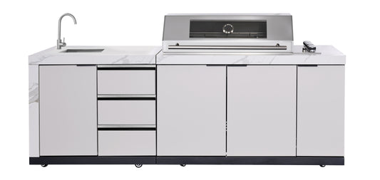 LHS SINKDRAW MODULE | Rockpool White Raised Hood BBQ Kitchen