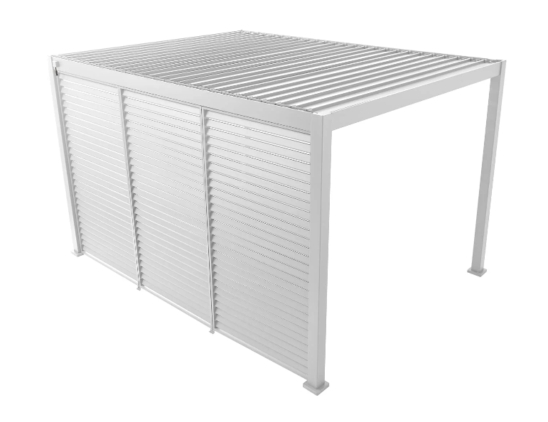 GazeboMate Combo Deal: White 3.6M x 7.2M Louvered Gazebo + Louvered Side Panel Slat Wall