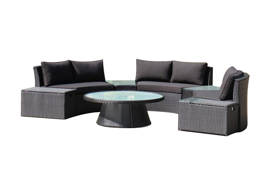 KABUL HALF MOON SOFA SET Aluminium Outdoor Lounge Setting — Black or White