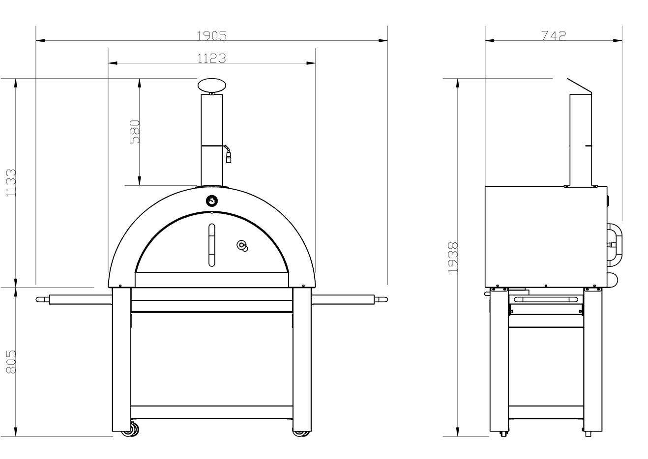 Kingsley 6-Burner Outdoor BBQ Kitchen: Black Stainless Steel, Stone Bench, Fridge, Sink, Height Adjustable, Rotisserie with BBQ Cover