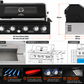 Grill King 4 Burner Built-In BBQ with Rear Infrared Burner – Black 304 Stainless Steel & Blue LED Knobs