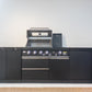 Rockpool Black 4B + Wok L Shape Outdoor Kitchen BBQ Package Black Stone + 2DR Fridge, 2DR Sink, 1DR Cupboard