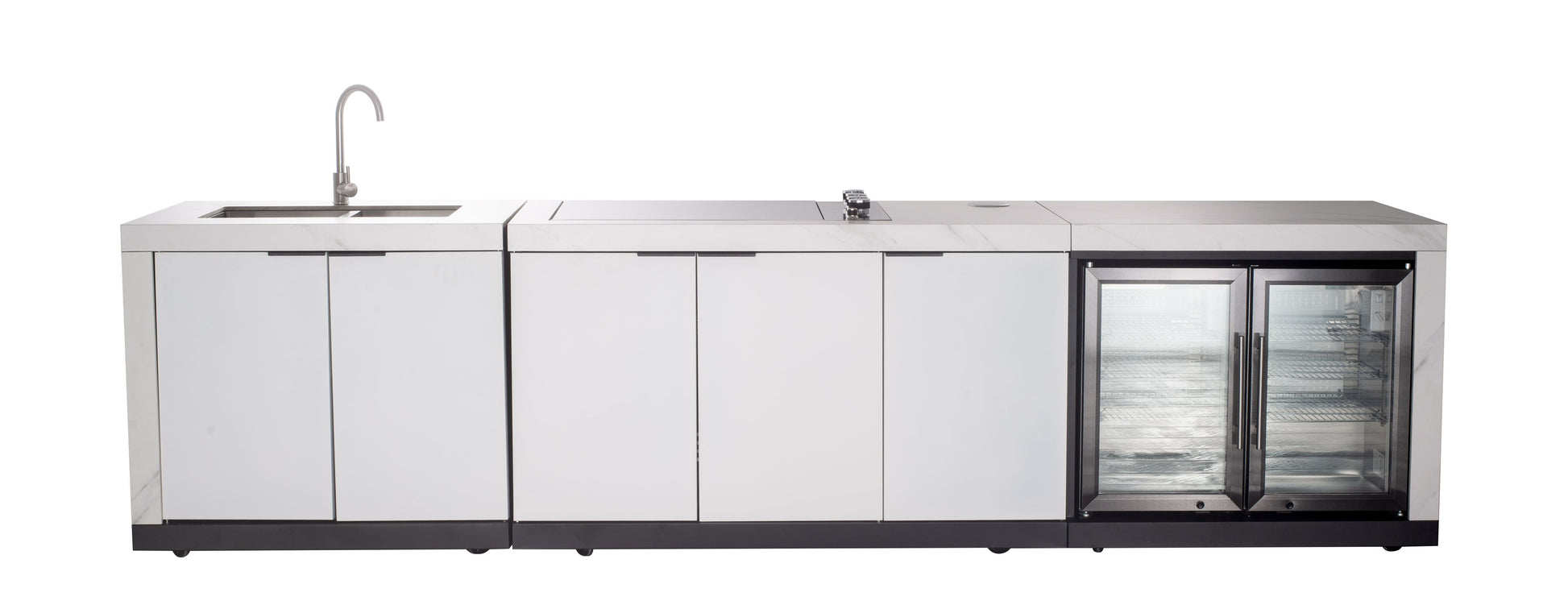Rockpool 4B Drop In BBQ Kitchen Inc sintered stoneBenchtops, Aluminium Cabinets, Weather Resistant, Fridge & Sink
