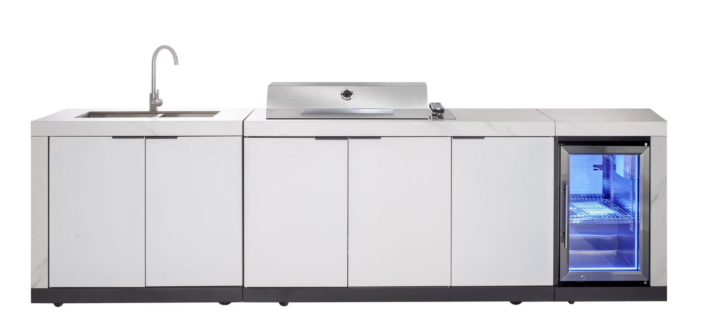 Rockpool 4B Drop In BBQ Kitchen Inc sintered stoneBenchtops, Aluminium Cabinets, Weather Resistant, Fridge & Sink