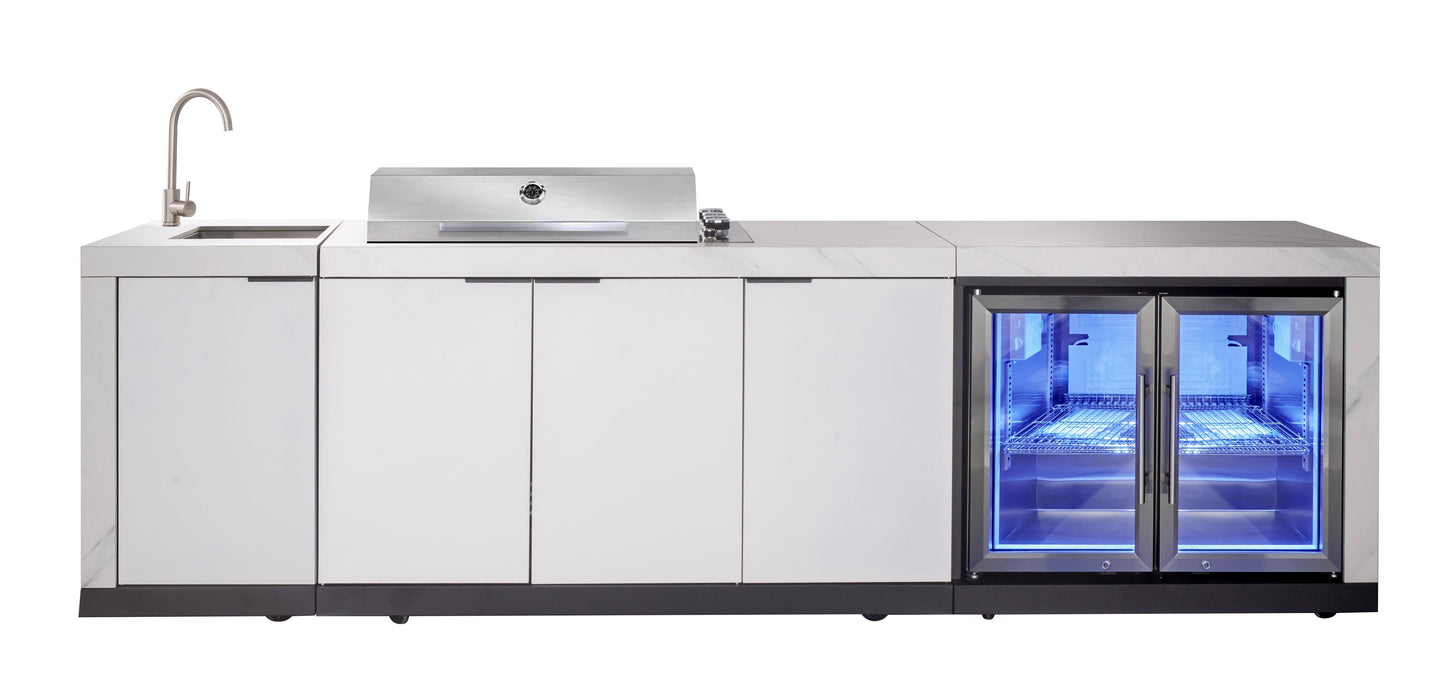 Rockpool 4B Drop In BBQ Kitchen Inc sintered stoneBenchtops, Aluminium Cabinets, Weather Resistant, Fridge & Sink