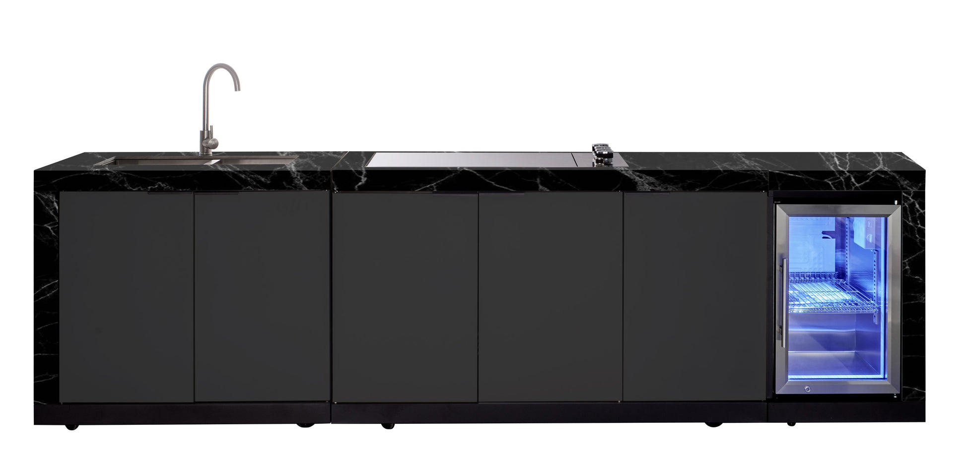 Rockpool 4B Drop In BBQ Kitchen Inc sintered stoneBenchtops, Aluminium Cabinets, Weather Resistant, Fridge & Sink