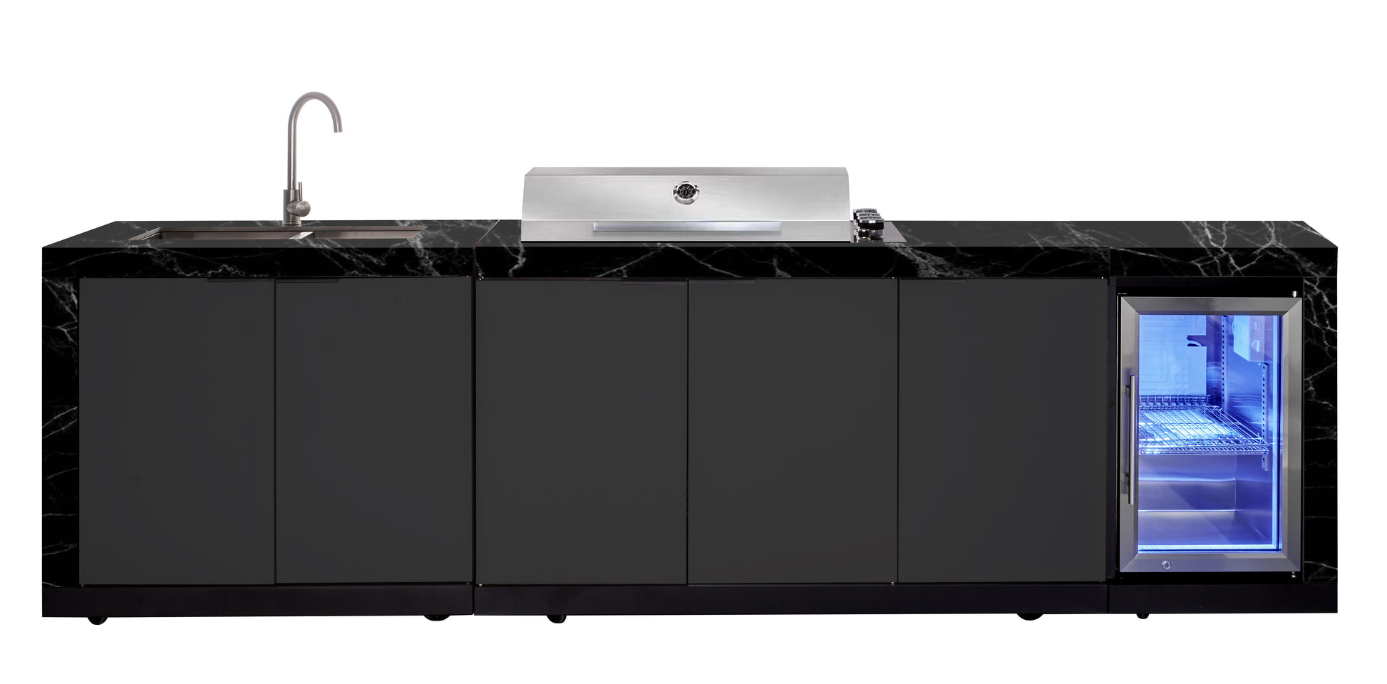 Rockpool 4B Drop In BBQ Kitchen Inc sintered stoneBenchtops, Aluminium Cabinets, Weather Resistant, Fridge & Sink