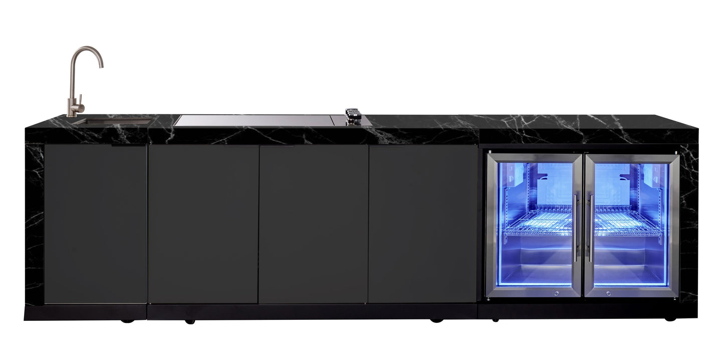 Rockpool 4B Drop In BBQ Kitchen Inc sintered stoneBenchtops, Aluminium Cabinets, Weather Resistant, Fridge & Sink