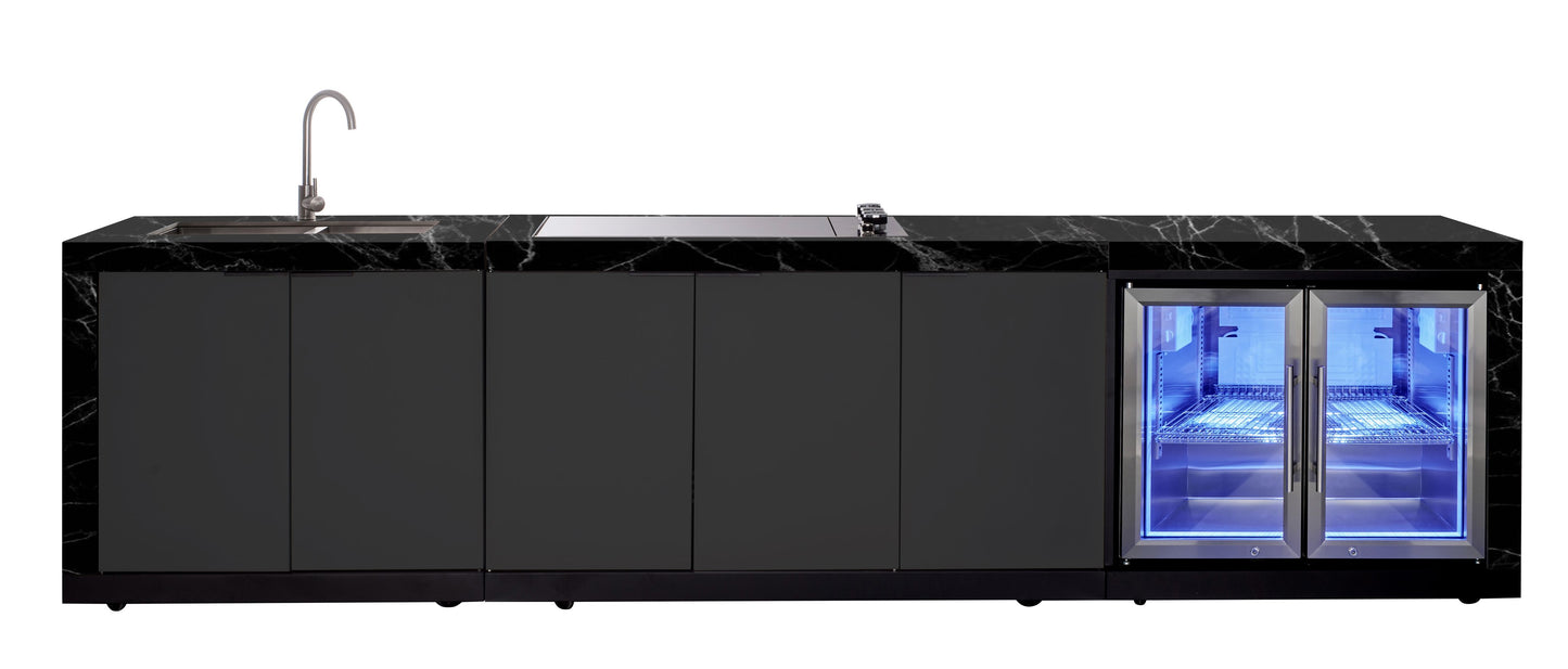 Rockpool 4B Drop In BBQ Kitchen Inc sintered stoneBenchtops, Aluminium Cabinets, Weather Resistant, Fridge & Sink