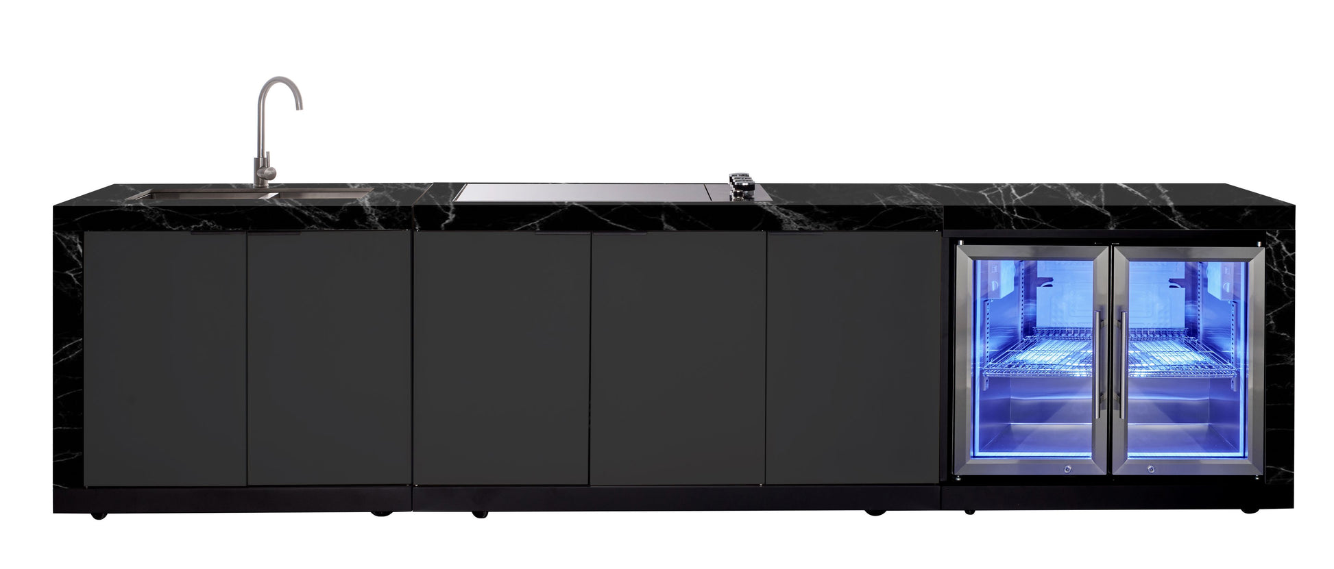 Rockpool 4B Drop In BBQ Kitchen Inc sintered stoneBenchtops, Aluminium Cabinets, Weather Resistant, Fridge & Sink