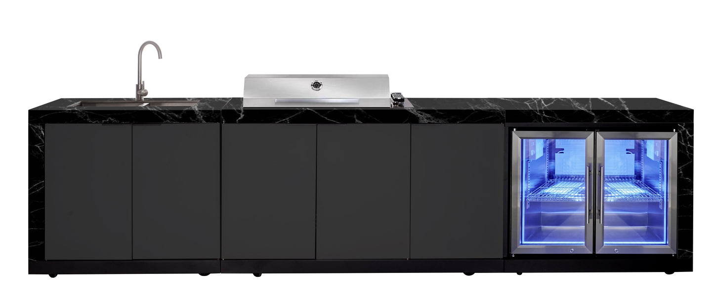 Rockpool 4B Drop In BBQ Kitchen Inc sintered stoneBenchtops, Aluminium Cabinets, Weather Resistant, Fridge & Sink