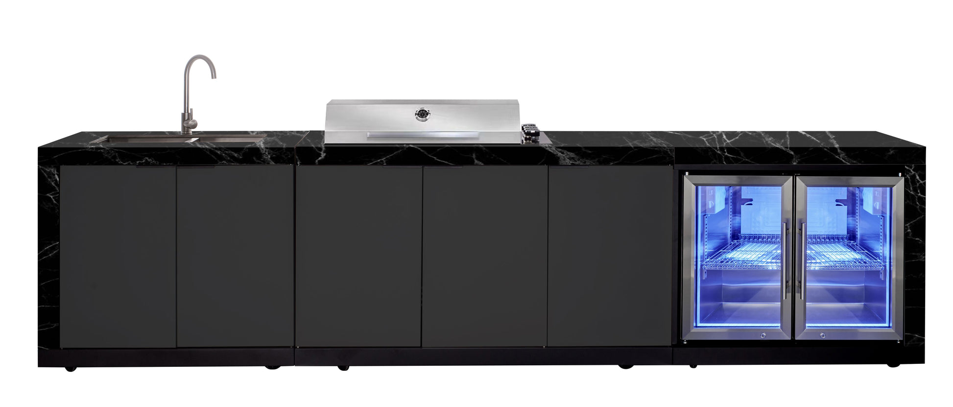 Rockpool 4B Drop In BBQ Kitchen Inc sintered stoneBenchtops, Aluminium Cabinets, Weather Resistant, Fridge & Sink