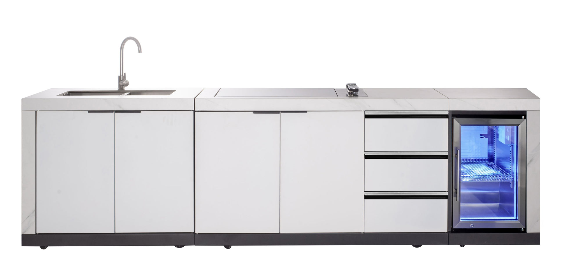 Rockpool 4B Drop In BBQ Kitchen Inc sintered stoneBenchtops, Aluminium Cabinets, Weather Resistant, Fridge & Sink