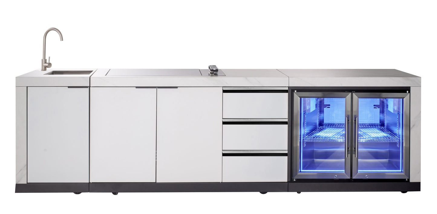 Rockpool 4B Drop In BBQ Kitchen Inc sintered stoneBenchtops, Aluminium Cabinets, Weather Resistant, Fridge & Sink