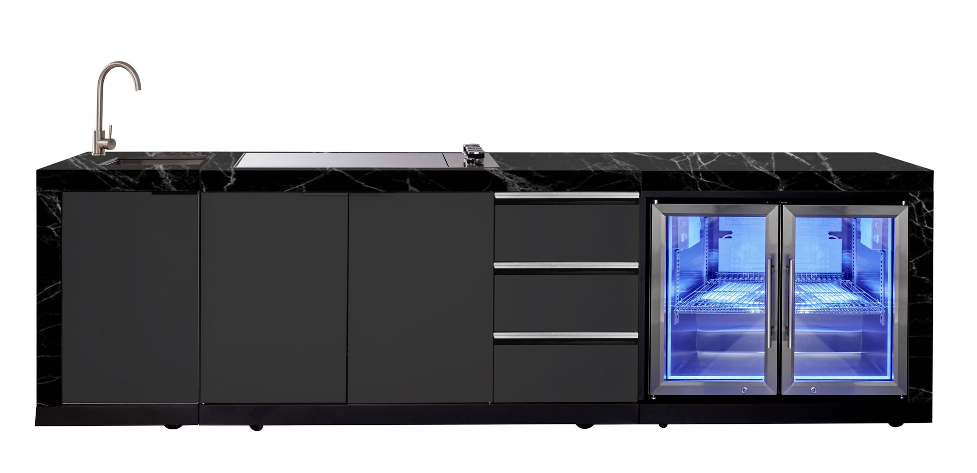 Rockpool 4B Drop In BBQ Kitchen Inc sintered stoneBenchtops, Aluminium Cabinets, Weather Resistant, Fridge & Sink