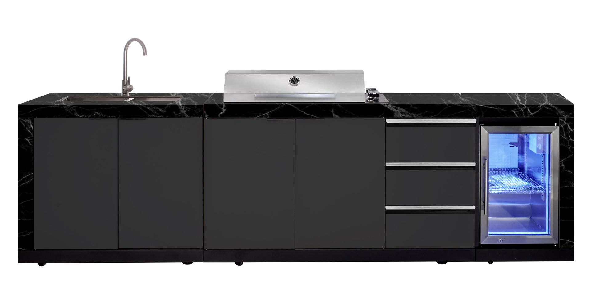 Rockpool 4B Drop In BBQ Kitchen Inc sintered stoneBenchtops, Aluminium Cabinets, Weather Resistant, Fridge & Sink
